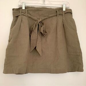 American Eagle Skirt Linen Cotton Paperbag Mini Olive Army Green Women’s Sz L
